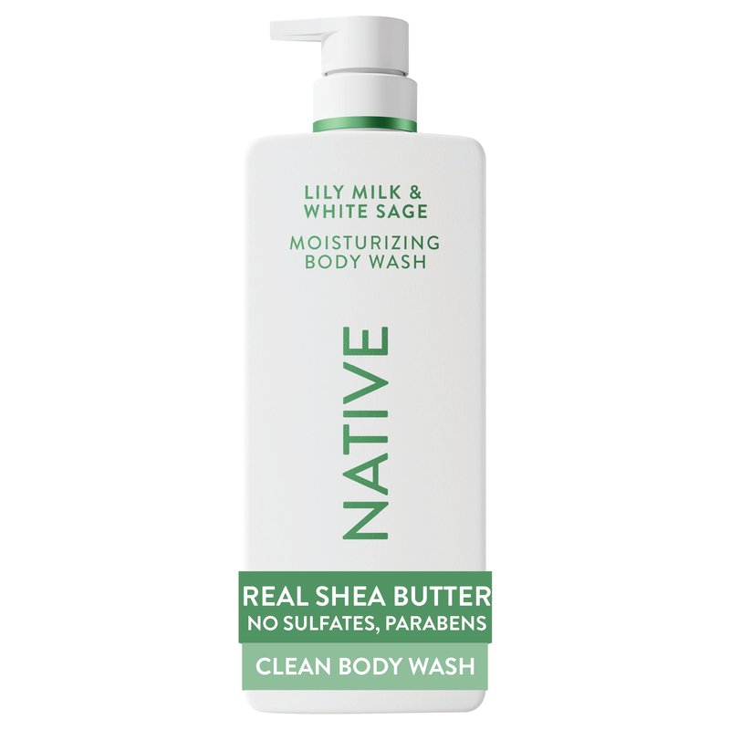 Native Lily Milk & White Sage Scent 24-Hour Moisturizing Bodywash for Women & Men, Clean & Gentle, for Dry or Sensitive Skin, Keeps Skin Healthy & Smooth, Free of Sulfates, Cruelty-Free, 22 oz
