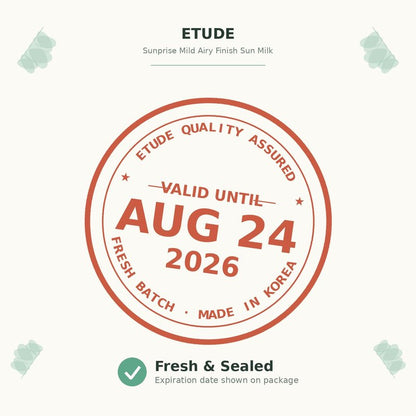 ETUDE Sunprise Mild Airy Finish Sun Milk Duo Set (55ml*2) SPF50+ / PA++++ | Sebum-free, Non-Sticky, Long Lasting Protection, 100% Mineral Based Korean Sunscreen, Korean Skin Care, Pefect for Gift