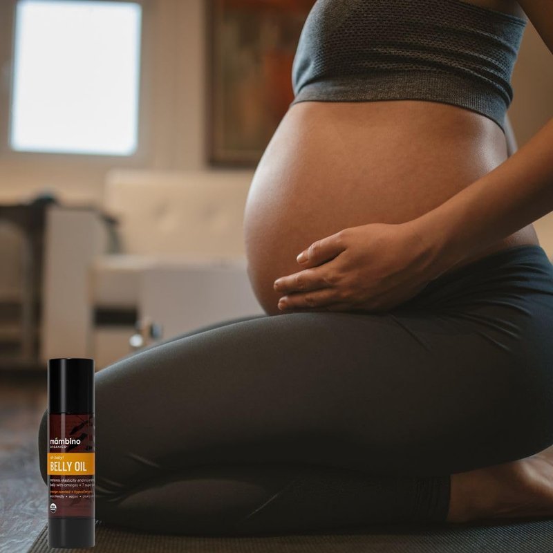 Mambino Organics Bun in the Oven Kit - Pregnancy Skin Care Set with Body Oil, Belly Oil, Lip Balm & Face Serum - Maternity Essentials, Pregnancy Must-Haves - 5 Piece Set + Free Bag