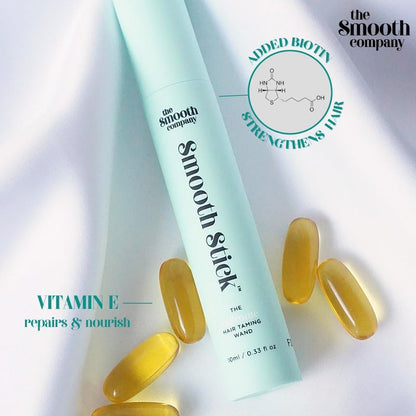 Smooth Stick™ - Premium Hair Taming Wand for taming flyaways and brows. Enriched with Biotin, Vitamin E, and Aloe Vera. Oil Free, Alcohol Free, Non-Greasy formula.