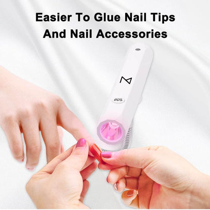 M-CuraLite 2-in-1 Handheld & Desktop Nail Flash Cure Lamp with Focus Beam Technology, UV & LED Light - for Gel X, Acrylic, Builder - Portable & Adjustable, Soft Gel Tips & Nails Repair (White)