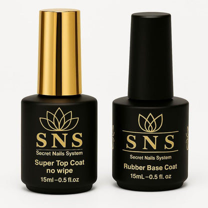 Rubber Base Coat & No-Wipe Top Coat Gel Polish Set – 0.5 fl oz Each – Long-Lasting Glossy Finish – Strengthens Natural Nails – Soak-Off UV/LED Compatible – Perfect for DIY or Professional Use