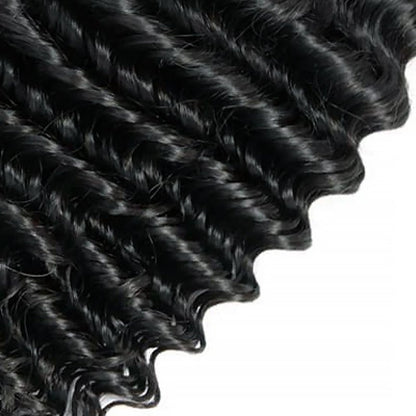 Deep Wave Human Hair Bundles 14 16 18 Inch Curly Weave Bundles Human Hair Unprocessed Native Virgin Hair 100/PC 3 Extensions Natural Black Color 1B Wet and Wavy Human Hair Extensions for Women