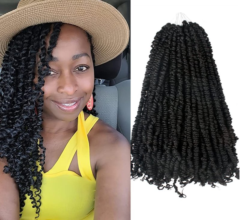 BOHOBABE Pre-twisted Passion Twist Crochet Hair 16 Inch Pre-looped Crochet Passion Twist Braiding Hair 8 Packs Soft Black Bohemian Twists (1B)