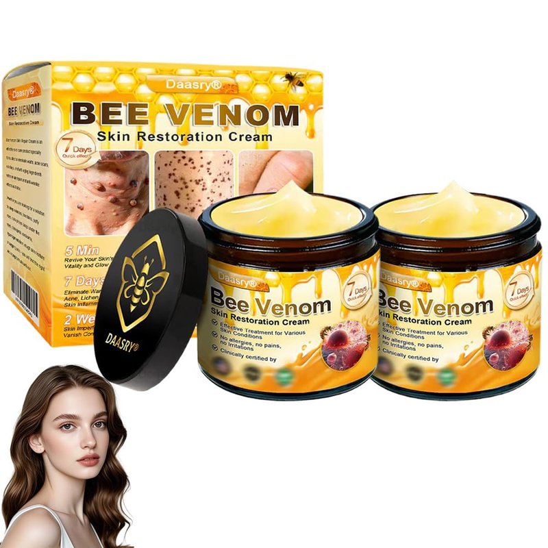 Daasry Bee Venom Skin Restoration Cream,Bee Venom Skin Treatment Cream,Firms and rejuvenates the skin, quickly smoothing out wrinkles and fine lines(2PCS)