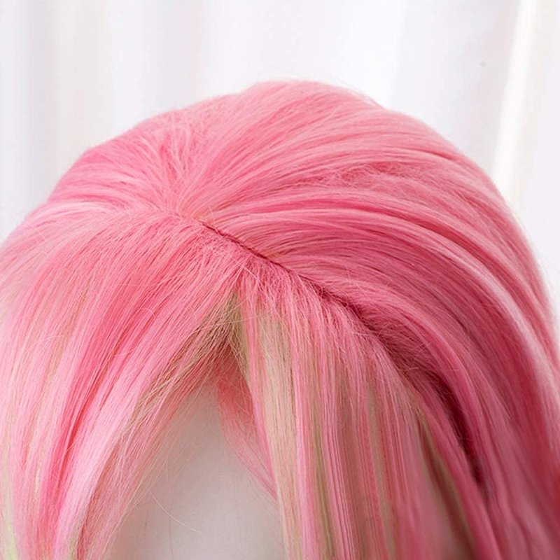 XiongXiongLe Halloween Anime Role Pink Red Green Cosplay Wig Anime Game Cos Role Playing Hair Replacement Wigs with 3 Ponytails for Adult Cos Halloween Christmas Party