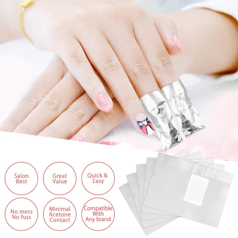 1000Pcs Nail Removal Foil Wraps Soak Off Foils for Nails Foil Nail Wraps Nail Polish Remover Foils Wipes Pads for Nails with Pre-attached Lint-Free Cotton Pads (1000Pcs)