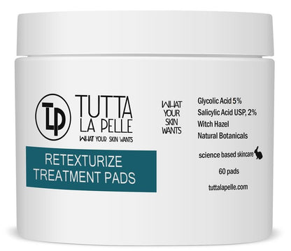 5% Glycolic Acid + 2% Salicylic Acid AHA/BHA ACNE Treatment - Witch Hazel Pads - ACNE Solutions - For Facial Exfoliating And Smoother Looking Skin, 60 Face Pads