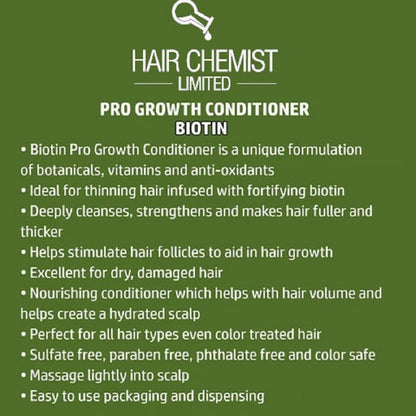 Hair Chemist Biotin Pro-Growth Shampoo & Conditioner 2-PC Gift Set - Includes 33.8oz Shampoo & 33.8oz Conditioner