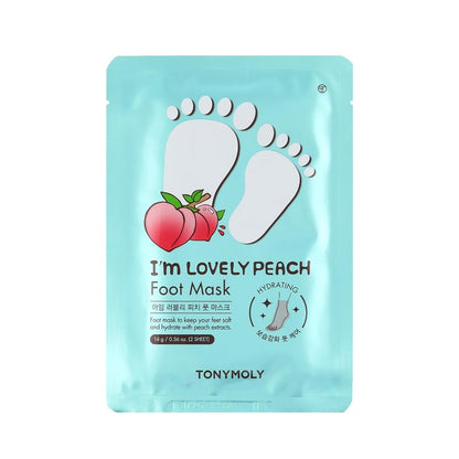 TONYMOLY I’m Lovely Peach Foot Mask – 5-Count Hydrating & Soothing Korean Foot Mask with Peach & Honeysuckle Extracts for Soft, Rejuvenated Feet