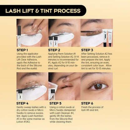 GOLLEE Lash Lift and Black Color Kit Brow Lamination Kit Black Eyelash & Eyebrow Set Eyelash Perm Kit With Detail Instruction and Complete Tools Easy For Beginner Achieve Salon-Quality at Home
