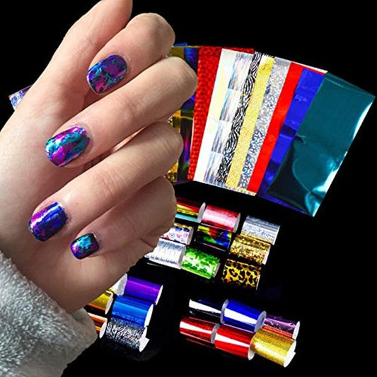 XICHEN Starry Sky Stars Nail Art Stickers Tips Wraps Foil Transfer Adhesive Glitters Acrylic DIY Decoration (24PCS 24 Colors)(4cm*100cm)