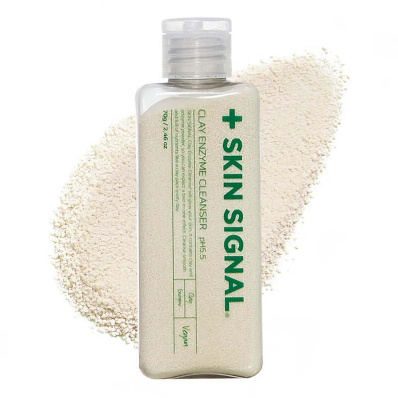 SKIN SIGNAL White Clay Enzyme Cleanser, Gentle Exfoliating Face Wash for Sensitive Skin, Deep Pore Facial Cleanser, Powder to Creamy Clay Mask, Korean Skin Care