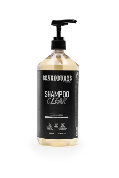 Beardburys Clear Men’s Shampoo For Oil Control, Oily Hair & Itchy Scalp Relief, Clarifying, Restore PH Balance, Mint, Ginseng & Thyme, Paraben Free Daily Use Deep Gentle Clean 1L