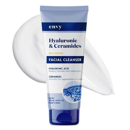 Envy Facial Cleanser with Hyaluronic Acid & Ceramides - Hydrating, Moisturizing & Radiance-Boosting - Clean, Cruelty-Free Korean Skin Care for All Skin Types - Dermatologist Tested - 6.76 oz