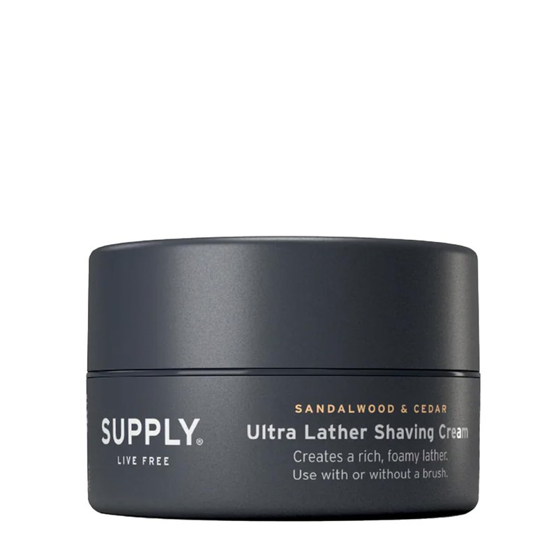 SUPPLY Ultra Lather Shaving Cream for Men – Rich Cushion for Smoother Shave – Helps Reduce Shave Irritation – Sandalwood & Cedar – 3.4 oz