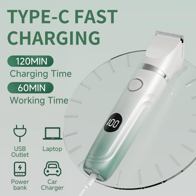 Bikini Trimmer for Women, 3-in-1 Electric Razors for Women, Waterproof Bikini Shaver Replaceable Facial, Body Trimmer for Pubic Hair, Painless Razor for Hair Trimmer, Mint Green