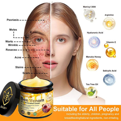 Daasry Bee Venom Skin Restoration Cream,Bee Venom Skin Treatment Cream,Firms and rejuvenates the skin, quickly smoothing out wrinkles and fine lines(2PCS)
