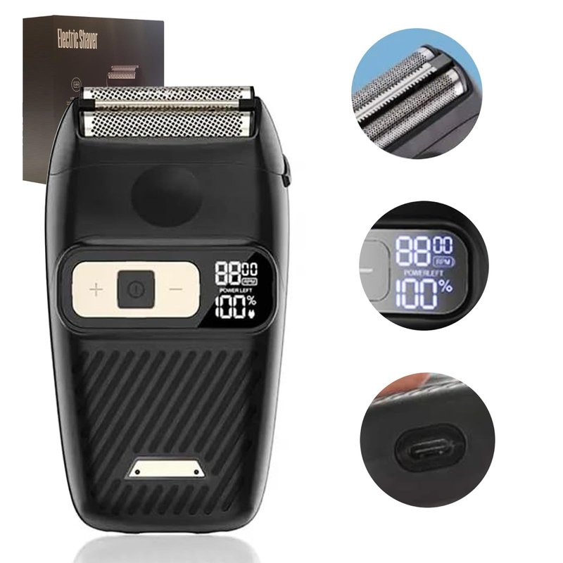 Foil Shaver Electric Razor for Men Electric Foil Shavers for Men Portable Travel Waterproof Wet Dry LED Display Cordless Beard Trimmer 3 Adjustable Speeds Long Battery Rechargeable IPX6