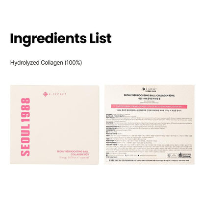 K-SECRET SEOUL 1988 Collagen Boosting Ball – Freeze-Dried 100% Hydrolyzed Collagen | Nourishing Care for Dry Skin & Fine Lines | Korean Skincare, 7 Capsules