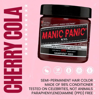 MANIC PANIC Classic Vampire Red Semi Permanent Hair Color - Deep Blood Red Hair Dye for Women & Men That Lasts 4-6 Weeks - Vegan, Ammonia & Cruelty-Free - Create & Mix Custom Shades (4oz / 2pk)