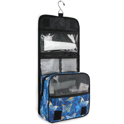 Hanging Travel Toiletry Bag Butterflies Dye Navy Kit Makeup Case Cosmetics Organizer for Men Women
