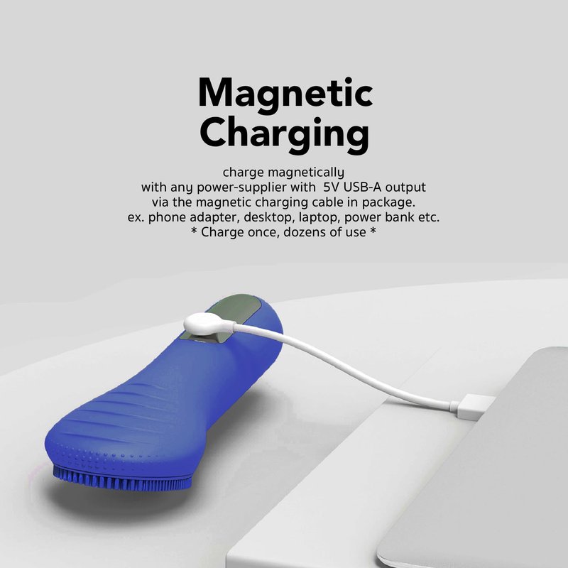 NågraCoola CLIE Facial Cleansing Brush, Waterproof and Rechargeable Face Scrub Brush for Men & Women, Cleansing, Exfoliating and Massaging, Electric Face Scrubber - Blue