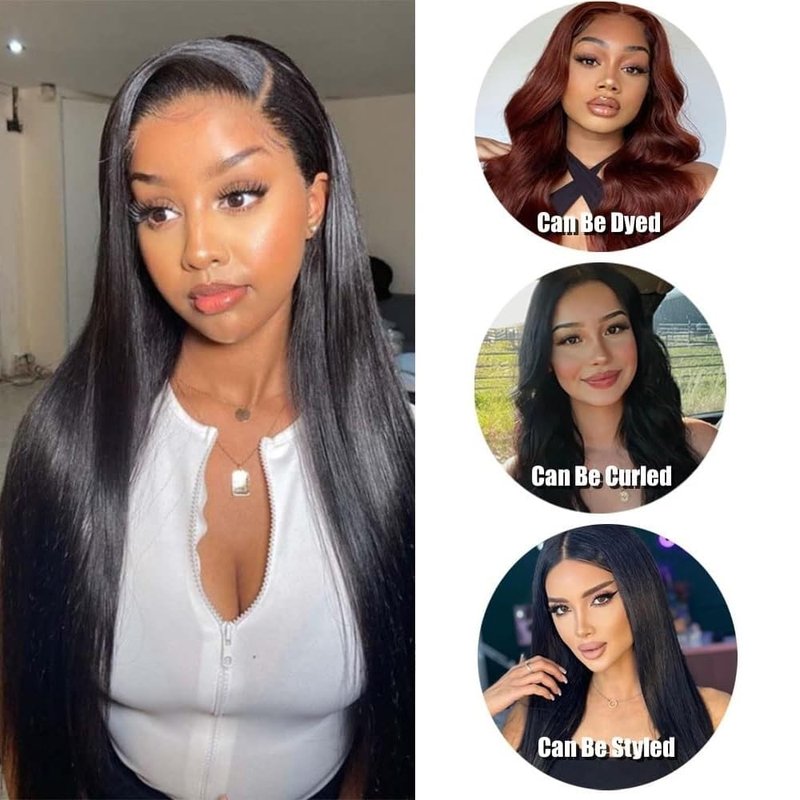 Straight Human Hair Bundles 14 16 18 Inch Brazilian Straight Hair Bundle 100% Unprocessed Virgin Hair Weave Bundles Human Hair Extension for Women Natural Black Color