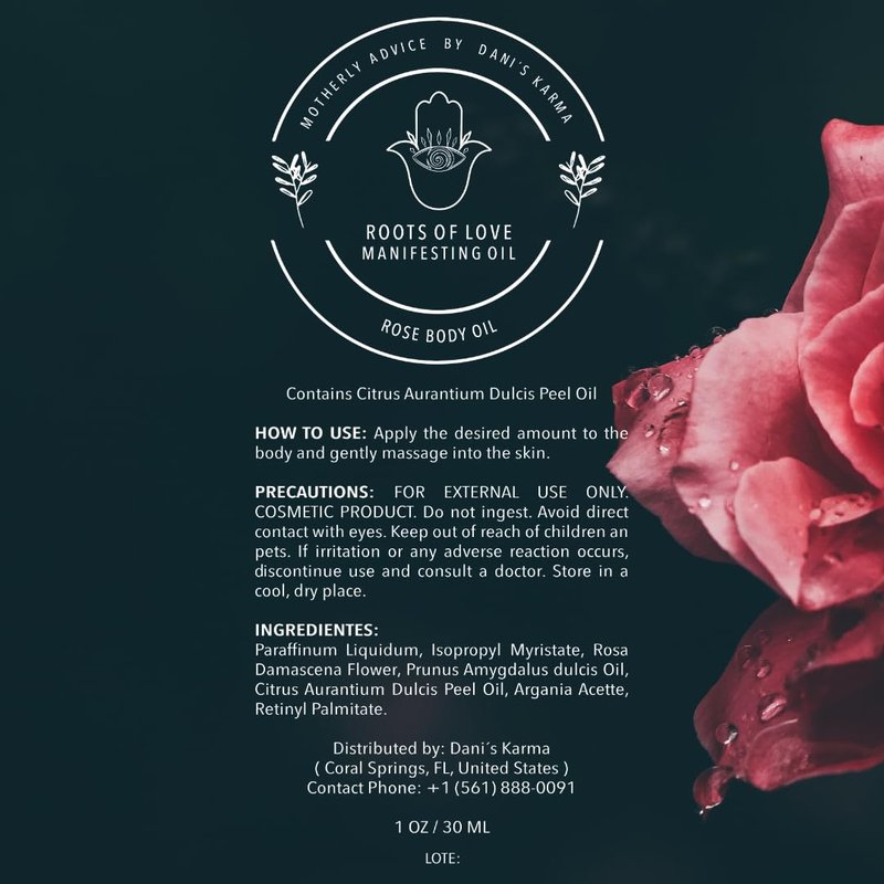 Motherly Advice: Roots of Love Manifesting Oil by Dani's Karma | Self Love, Attraction, Romance, Passion, Healing, Harmony, Soul Mate, Twin Flame