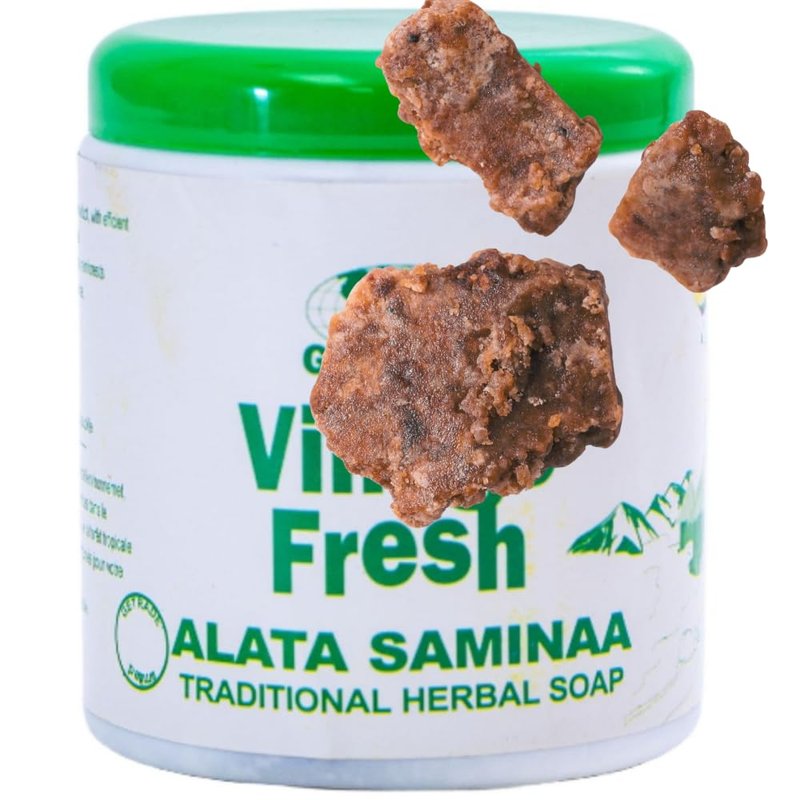 African Delights Herbal Black Soap Bar, Traditional Ghanaian Soap for Face & Body, Natural Skin Cleanser, Gentle Exfoliation, Ancient Recipe 17.64 oz (Pack of 1)