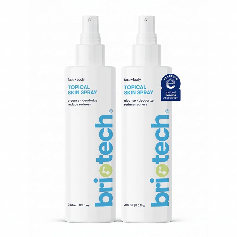 BRIOTECH Topical Skin Spray, Hypochlorous Acid Spray for Sensitive Skin, HOCl Facial Mist, Full Body Support Against Irritation, Calm Redness, Soothe Foot & Scalp, 8.5 oz (2 Pack)