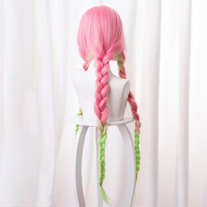 XiongXiongLe Halloween Anime Role Pink Red Green Cosplay Wig Anime Game Cos Role Playing Hair Replacement Wigs with 3 Ponytails for Adult Cos Halloween Christmas Party