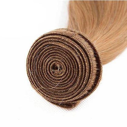 Honey Blonde Human Hair Bundles 14 16 18 Inch Straight Bundles Human Hair Unprocessed Native Virgin Hair 100/PC 3 Extensions #27 Blonde Color Wet and Wavy Human Hair Extensions for Women