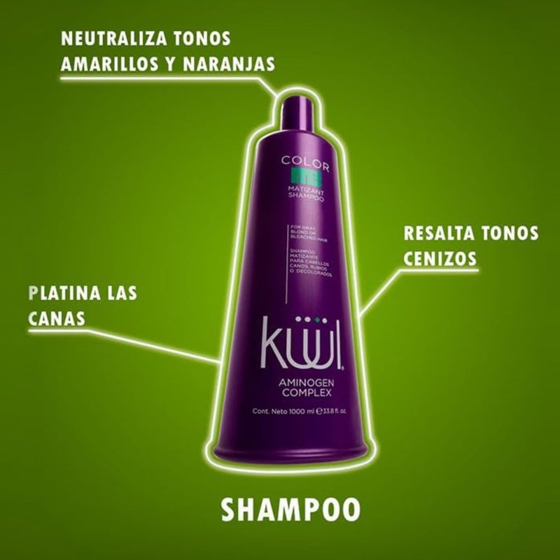 Kuuul Purple Shampoo 33.81 fl oz - Matizant Toning Shampoo for Gray, Blond, and Bleached Hair - Premium Purple Toning for Vibrant Hair Color and Shine