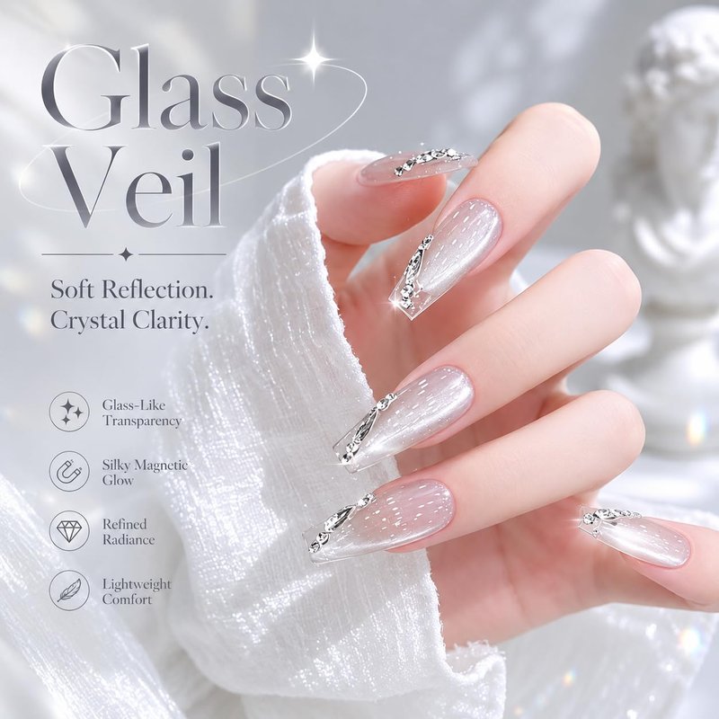 AZUREBEAUTY Translucent Silver Cat Eye Gel Nail Polish 18ML – Magnetic Moonlight Shimmer Soak Off UV/LED Gel Polish, Silver Reflective Color for Nail Art, DIY Manicure & Salon Use