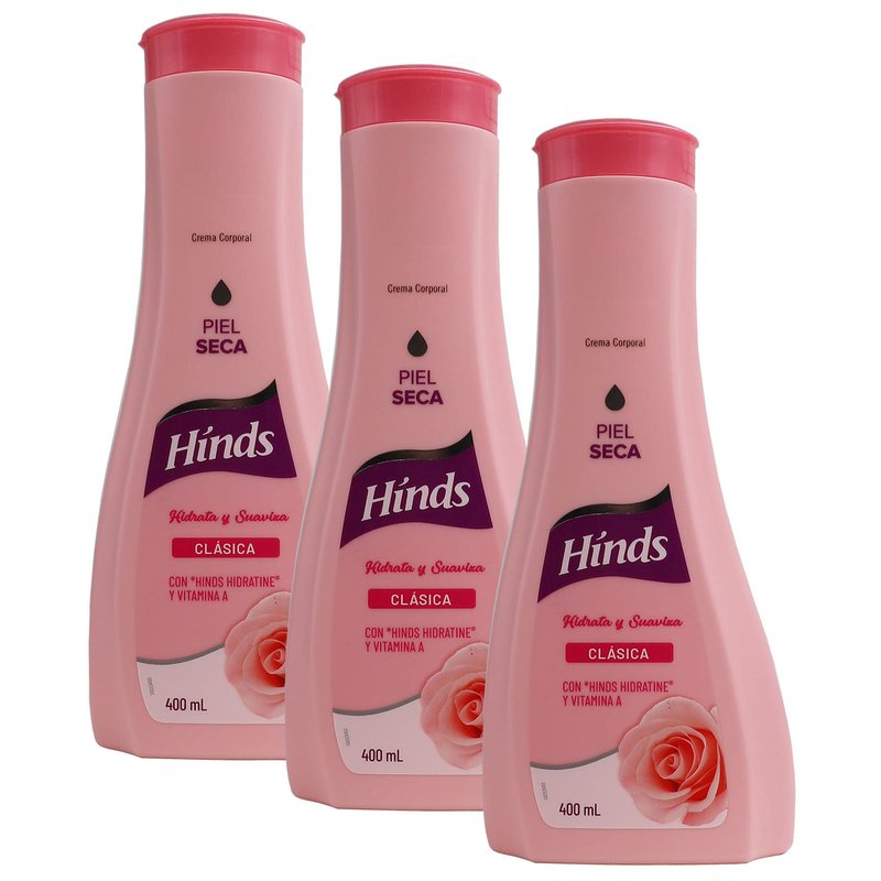 Hinds Body Lotion "Clasica", Body Lotion with Vitamin A, Moisturizes and Hydrates, 3-Pack of 13.5 Oz, 3 Bottles