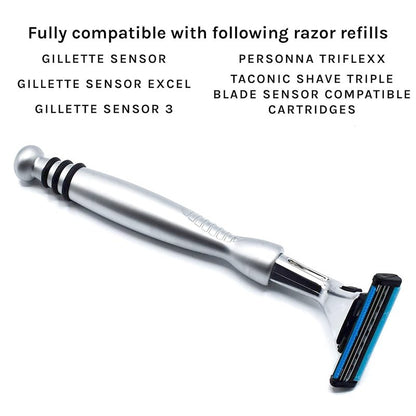 Taconic Shave, Gillette Sensor & Sensor Excel Compatible Heavyweight Triple Blade Pivot Head Razor, Includes 1 Preloaded Blade - Delivers a Smooth, Close & Comfortable Shave