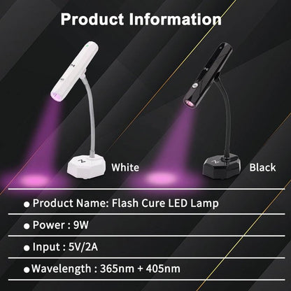 M-CuraLite 2-in-1 Handheld & Desktop Nail Flash Cure Lamp with Focus Beam Technology, UV & LED Light - for Gel X, Acrylic, Builder - Portable & Adjustable, Soft Gel Tips & Nails Repair (White)