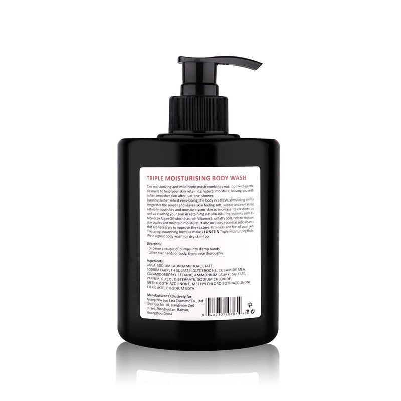lonstin Body Wash with Pump Moisturizing Body Wash for Dry Skin Natural Nourishers for Instantly Soft Skin and Lasting Nourishment Deep Moisture Cleanser Effectively Washes away Bacteria, 16.9 Fl Oz