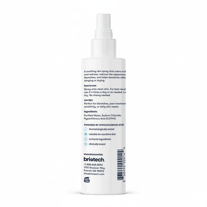 BRIOTECH Topical Skin Spray, Hypochlorous Acid Spray for Sensitive Skin, HOCl Facial Mist, Full Body Support Against Irritation, Calm Redness, Soothe Foot & Scalp, 8.5 oz (2 Pack)