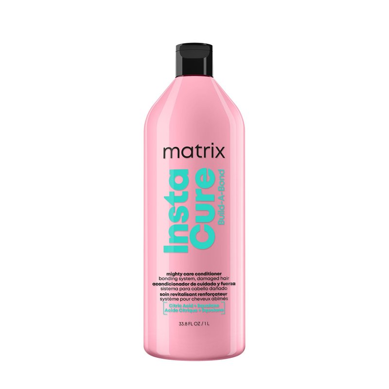 MATRIX Instacure Build-A-Bond Mighty Care Conditioner - Bond Repair For Very Damaged Hair, Strengthens, Smooths & Softens with Citric Acid & Squalane, Detangles & Adds Shine, Paraben-Free, 33.8 Fl Oz
