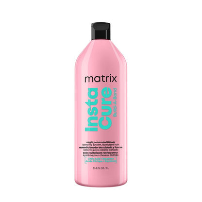 MATRIX Instacure Build-A-Bond Mighty Care Conditioner - Bond Repair For Very Damaged Hair, Strengthens, Smooths & Softens with Citric Acid & Squalane, Detangles & Adds Shine, Paraben-Free, 33.8 Fl Oz