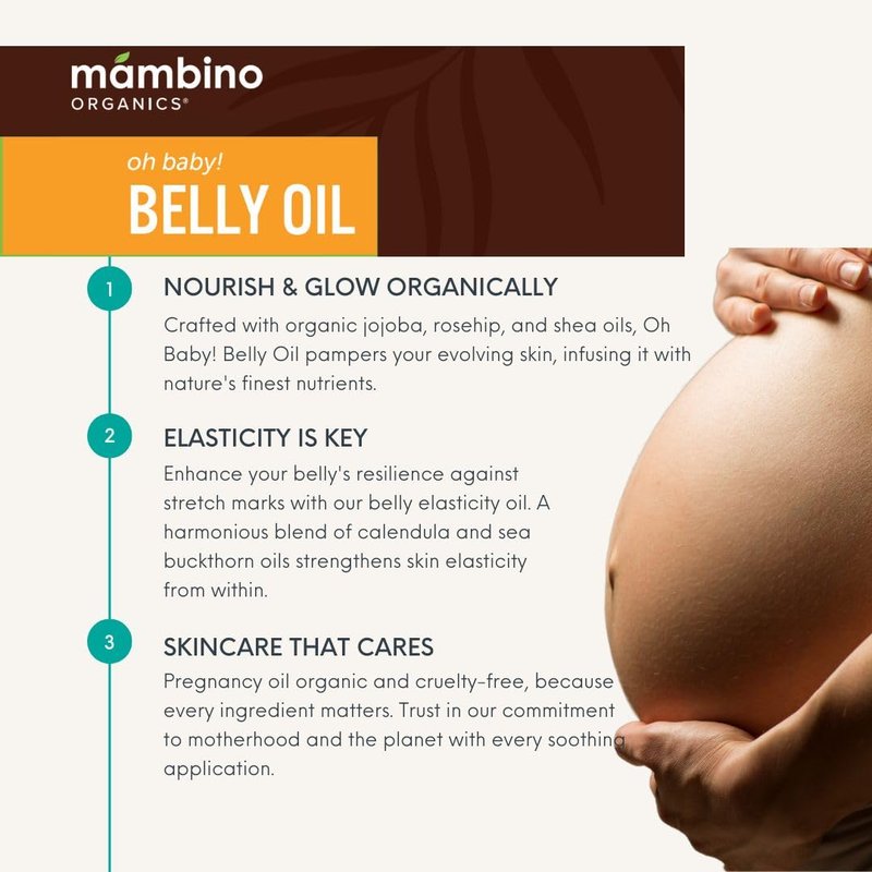 Mambino Organics Bun in the Oven Kit - Pregnancy Skin Care Set with Body Oil, Belly Oil, Lip Balm & Face Serum - Maternity Essentials, Pregnancy Must-Haves - 5 Piece Set + Free Bag