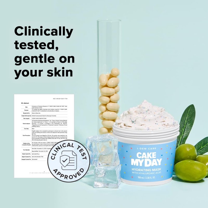 I DEW CARE Wash Off Face Mask - Cake My Day | With Hyaluronic Acid, Self Skin Care, Facial Treatment, Vegan, Cruelty-Free, Paraben-Free, Exfoliating, Deep Cleansing Detox, Stocking Stuffers, 3.38 Oz