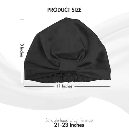 Feivea 22 Momme 100% Mulberry Silk Hair Wrap for Sleeping, Both Sides Silk Bonnet for Women Hair Care, Black