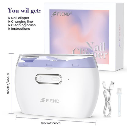 Electric 2-in-1 Nail Clipper & Polisher, 2-Speed Safe Fingernail Trimmer for All Ages, Rechargeable Automatic Nail Clipper with Light, Manicure Set for Baby Kids Seniors & Weak Hands
