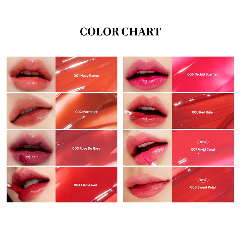 ArteSinsa Dewy Fit Tint – 8 Colors | Non-Sticky, Buildable Shine with Vivid Color | Long-Lasting & Moisturizing for a Plump, Glossy Finish | K-Beauty Lip Color (#003 Rose De Rose, 0.1 Fl Oz)