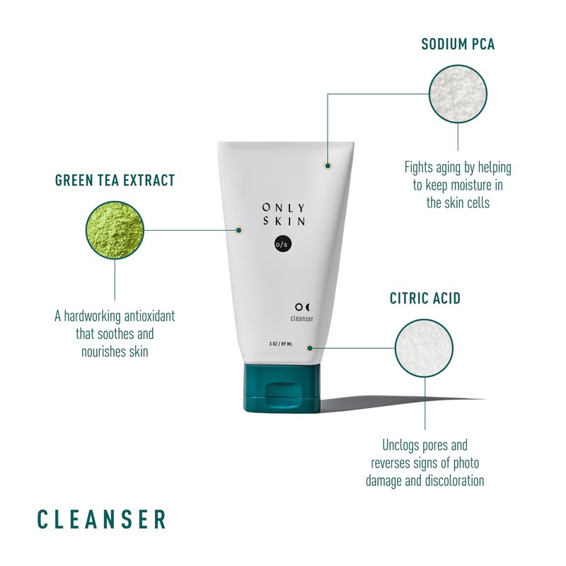 Only Skin, Foaming Daily Face Cleanser (3 Ounce) - Daily Face Wash, Cleanses Face without Drying Out Skin, Includes Green Tea Extract to Soothe Skin, Sodium PCA to Lock In Moisture