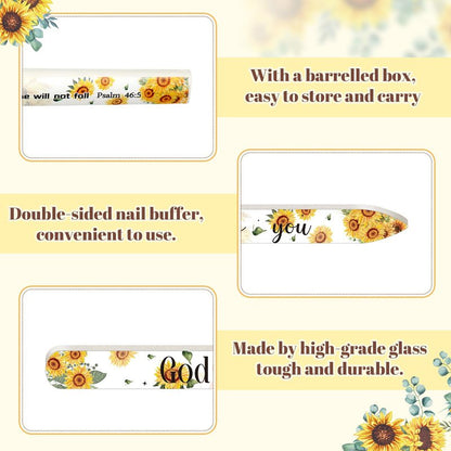 10 Pack Floral Christian Glass Nail File with Scripture for Natural Nails Christian Gifts for Women Bulk Double Sided Bible Verse Glass File Emery Board with Case Religious Church Gift for Women Mom