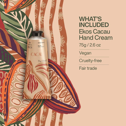 natura – Ekos Cacau Hand Cream, Cocoa Butter Moisturizer for Dry Hands, Hydrating Vegan Skincare, Strengthens Nails & Cuticles – 2.6oz (75g)